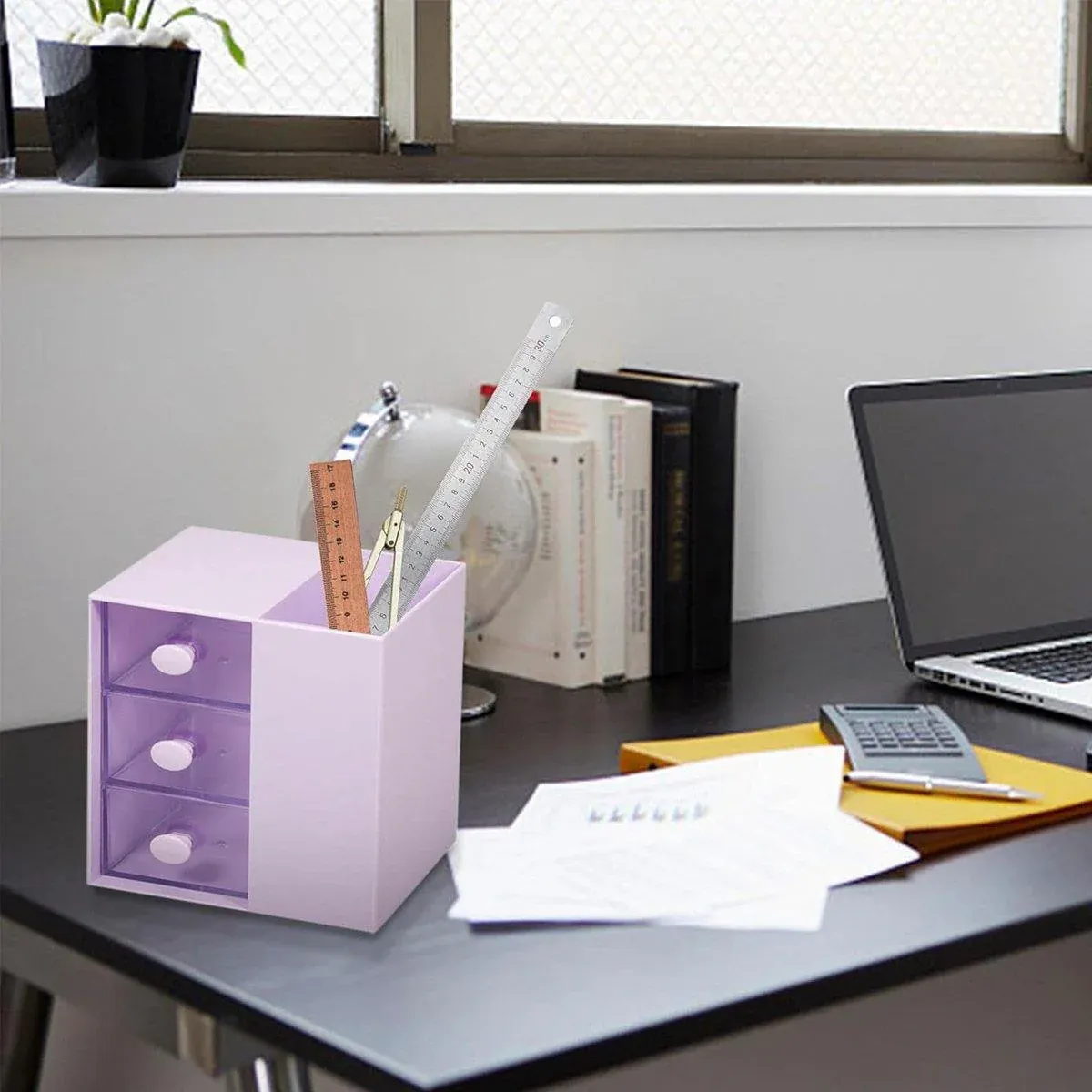 2IN1 Pumping Pen Container Storage Box Cosmetic Drawer Office Organizer Box โ image 4