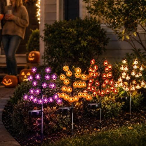 Bring Eerie Charm to Your Outdoor Space with Solar-Powered Halloween Stake Lights – Pumpkin, Skull, Spider & Pirate Motifs, 20 LED, Auto On/Off — image 5