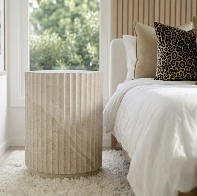 Interior Ave - Vera Fluted Stone Side Table - Matte Natural Stone โ image 2