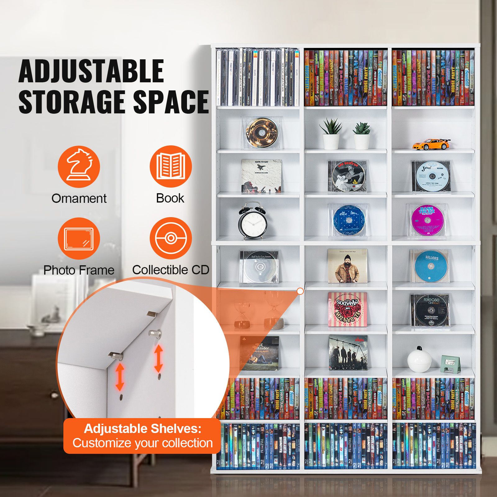 Media Storage Cabinet, 9-layer DVD Shelf Holds up to 756 CDs, Adjustable CD Shelves 27 Compartments, Protects & Organizes Music, Movie, Video Games or — image 2