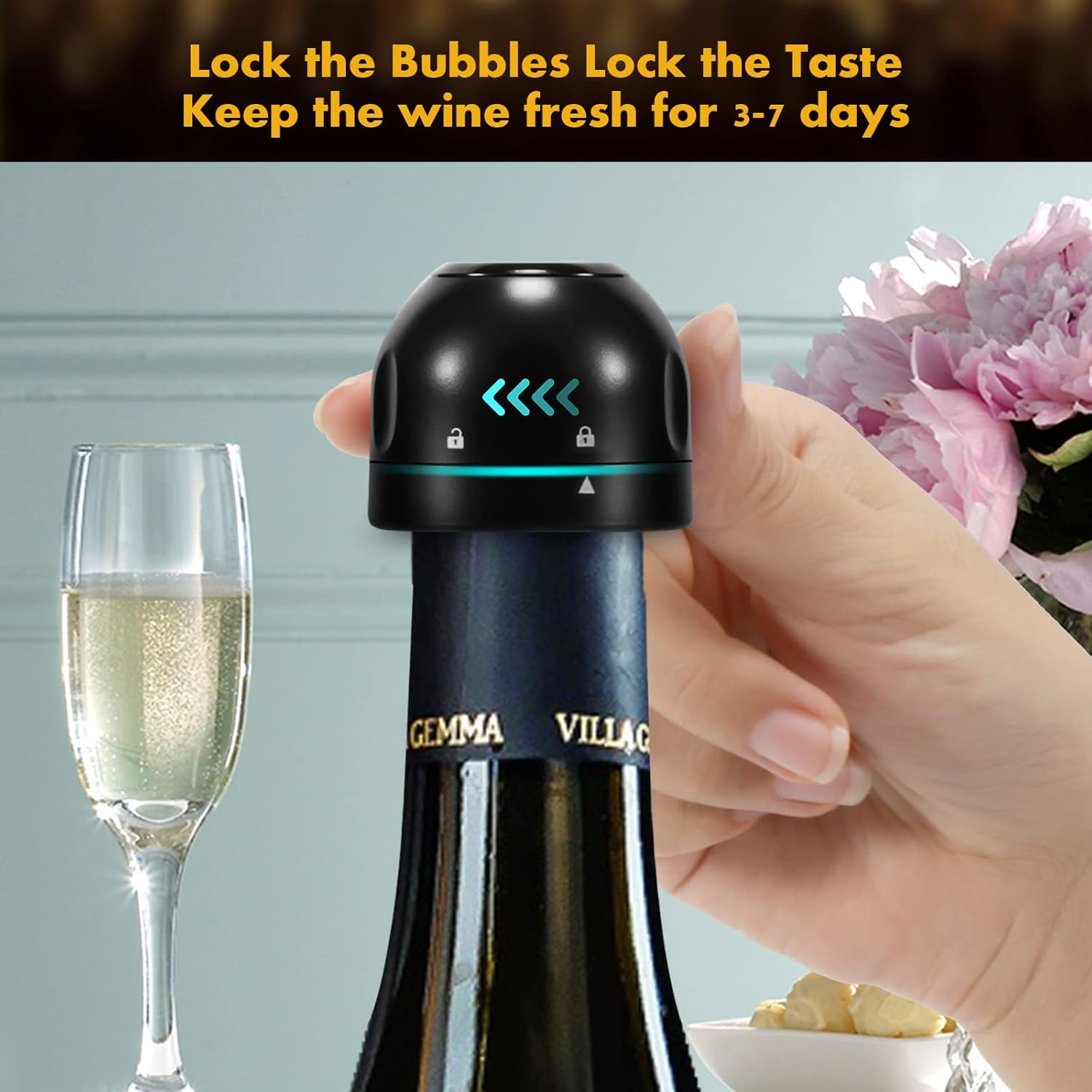 Reusable Silicone Wine Stopper 4-Pack Universal Leak-Proof Sealed Champagne Bottle — image 2