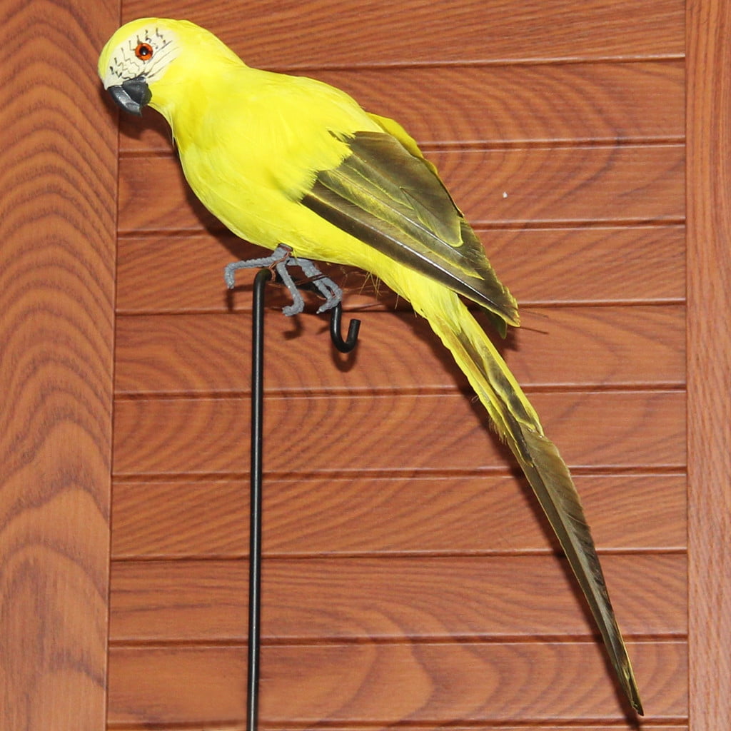 Fake Parrot, 10 x 0.4 Inch Realistic Artificial Birds Model, Fade Birds for Garden Patio Yard Lawns Tropical Tree Wall, Decorative Birds Yellow โ image 2