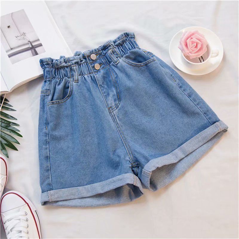 Women Denim Shorts High Waist Wide Leg Cotton Black Gray 2XL โ image 6