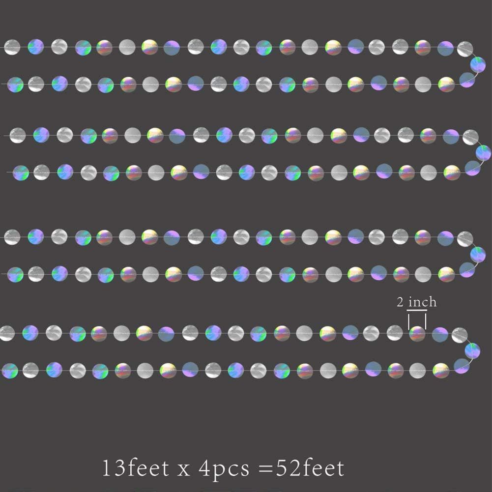 4-Pack Iridescent Circle Garlands, Holographic Party Decorations for Birthday, Wedding, Disco Theme, Graduation, New Year's Eve, Bachelorette Party Supplies — image 3