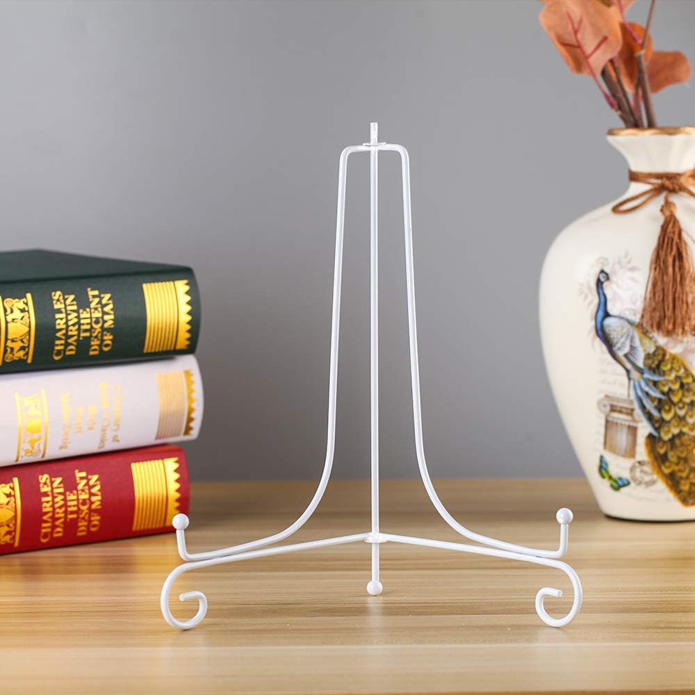 (2 pack 10" Iron Large Plate Stand, White Iron Easel Plate Display Photo Holder Stand, Displays Picture Frames, Cookbooks, Decorative Plates, Tablets and Art — image 2
