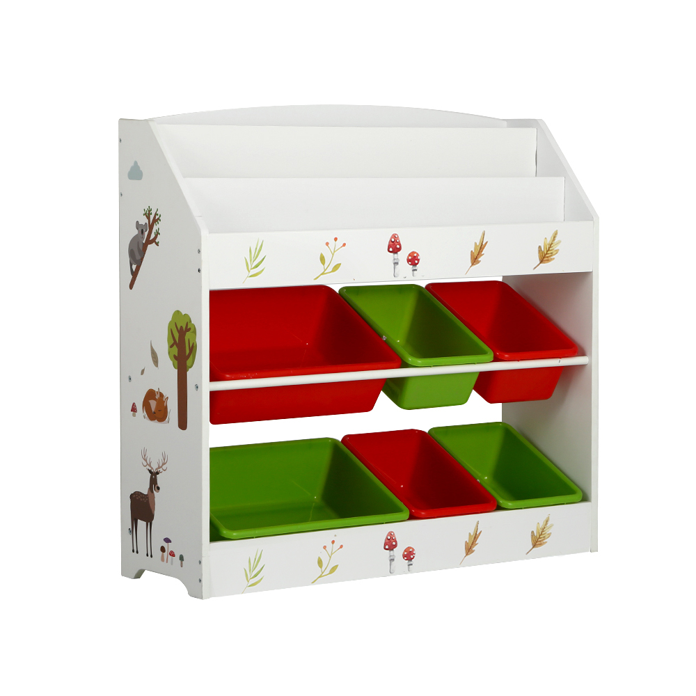 Keezi 3 Tiers Kids Bookshelf Storage Children Bookcase Toy Box Organiser Rack 6 Bins โ image 3