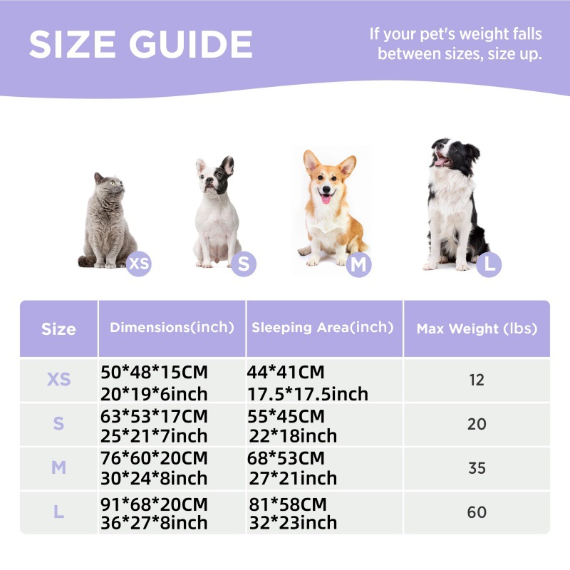 76x60x20 CM Cute Square Plush Pet Bed with Removable Cover & 5 Bolsters Support - Purple Plaid Machine Washable Calming Dog & Cat Sofa โ image 5