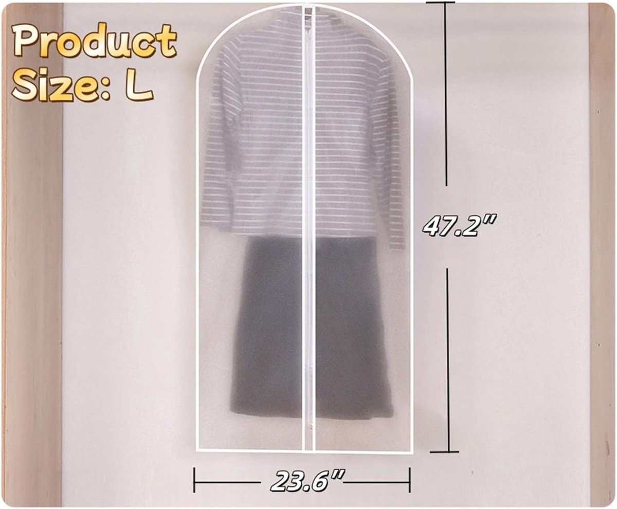 5-piece - Garment bag - dust cover - clothing storage bag - central zipper - storage accessories - suitable for wardrobe storage and travel - white - 60*120 cm — image 3