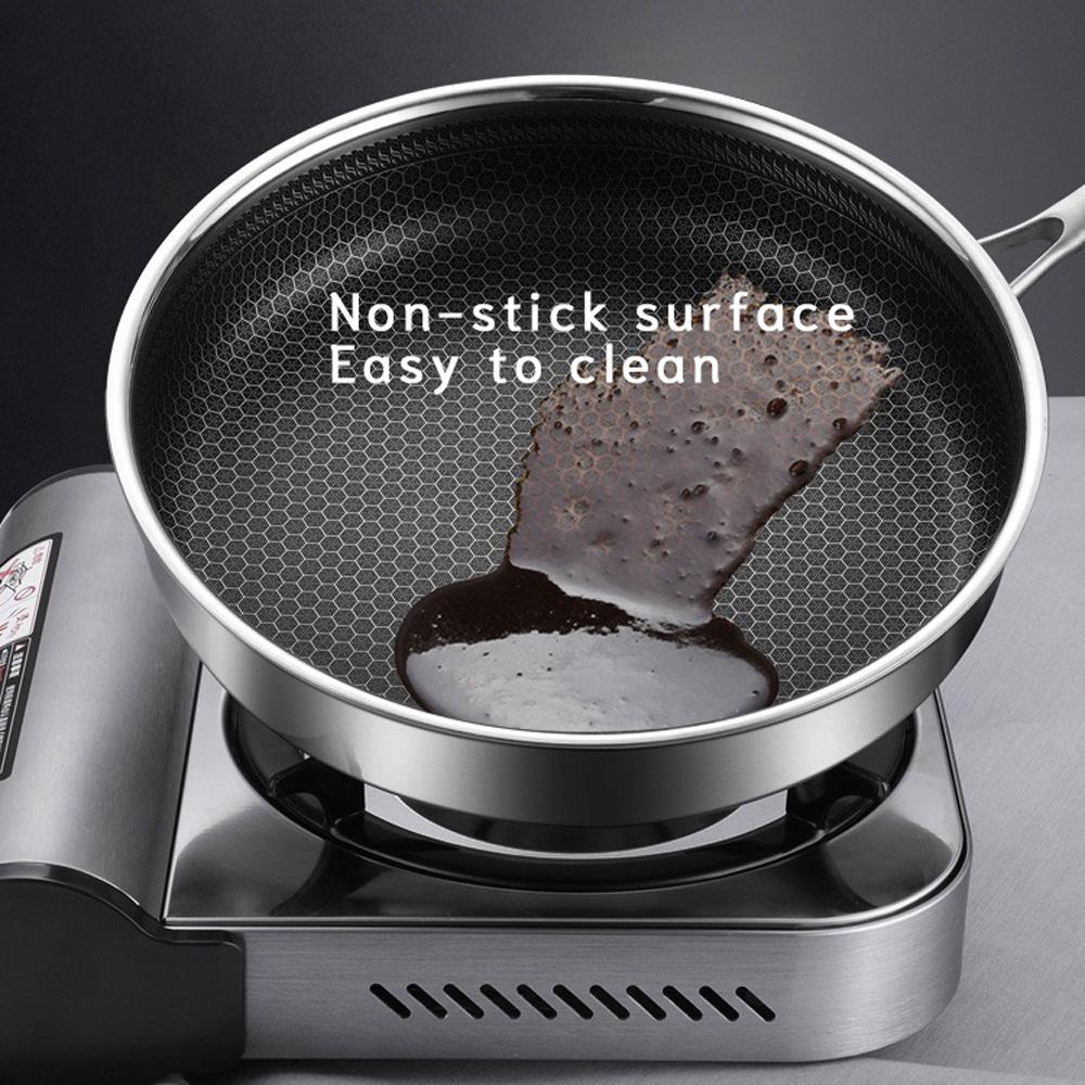 Stainless Steel Frying Pan Non-Stick Cooking Frypan Cookware 28cm Honeycomb Single Sided โ image 6
