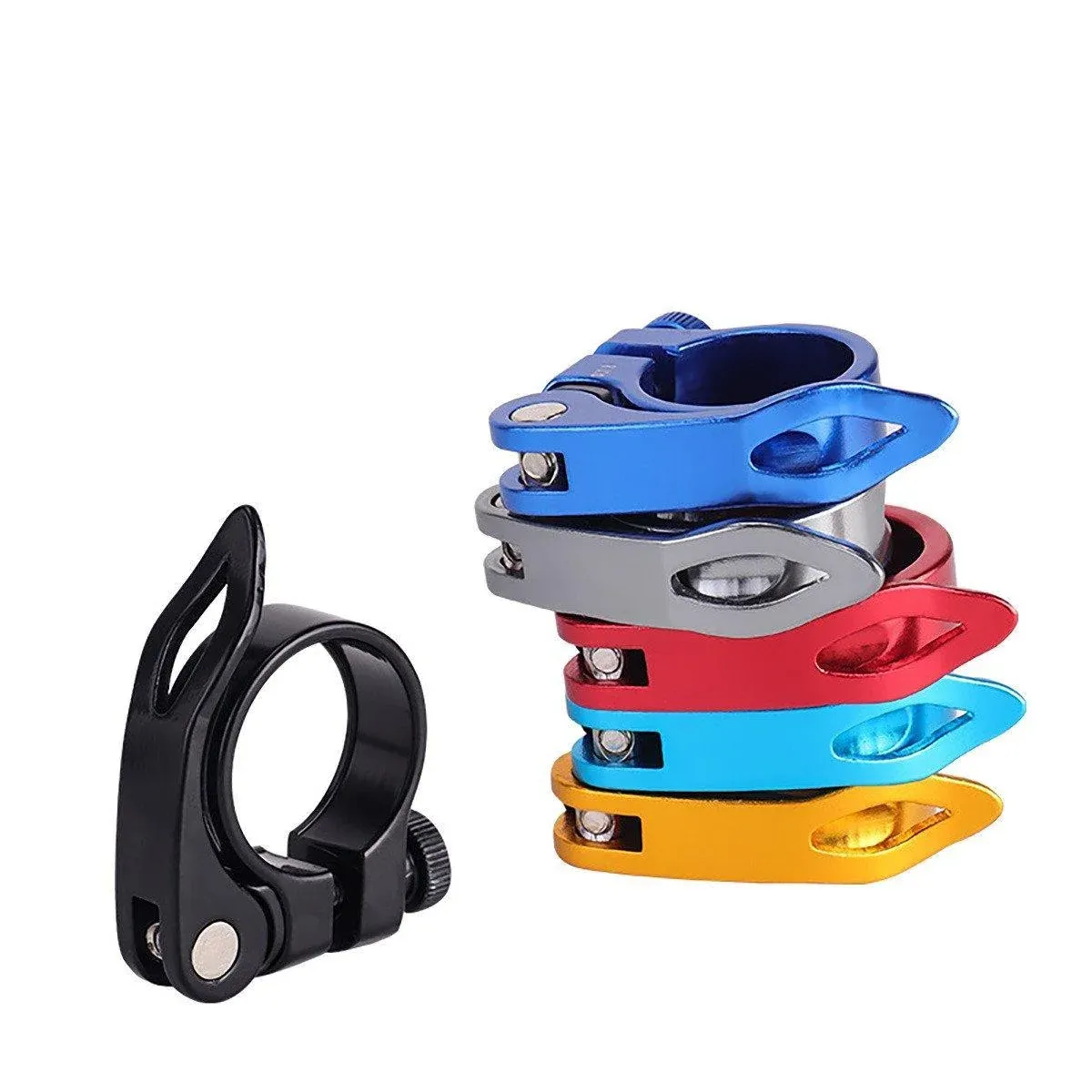 Quick Release Bicycle Seat Tube Clamp Multi Color Lever Lock Cycling Accessories - Silver-3-1 โ image 3