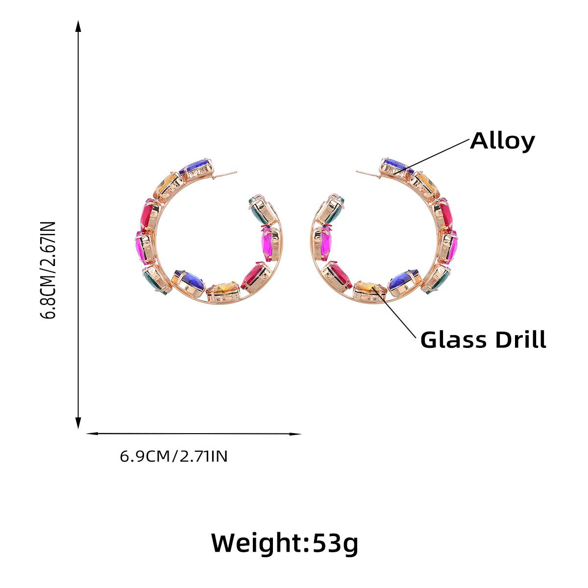 Large Hoop Earrings Colourful Geometric Circle Earrings Chunky Hoop Earrings Statement Dangle Earrings — image 2