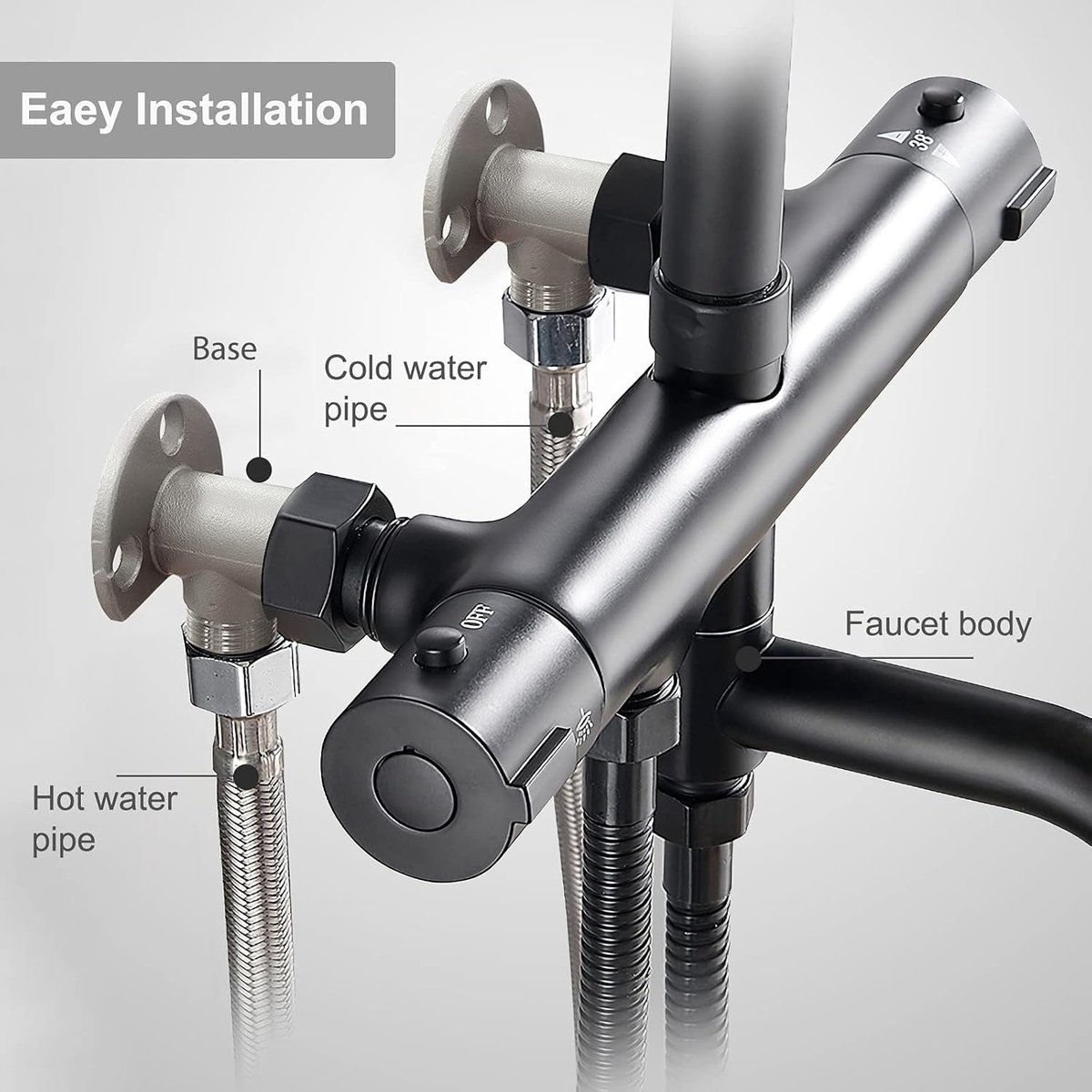 2 pieces - installation set for exposed bath taps - stainless steel wall-mounted tap adapter - tap installation kit - tap accessories - bathroom accessories — image 4