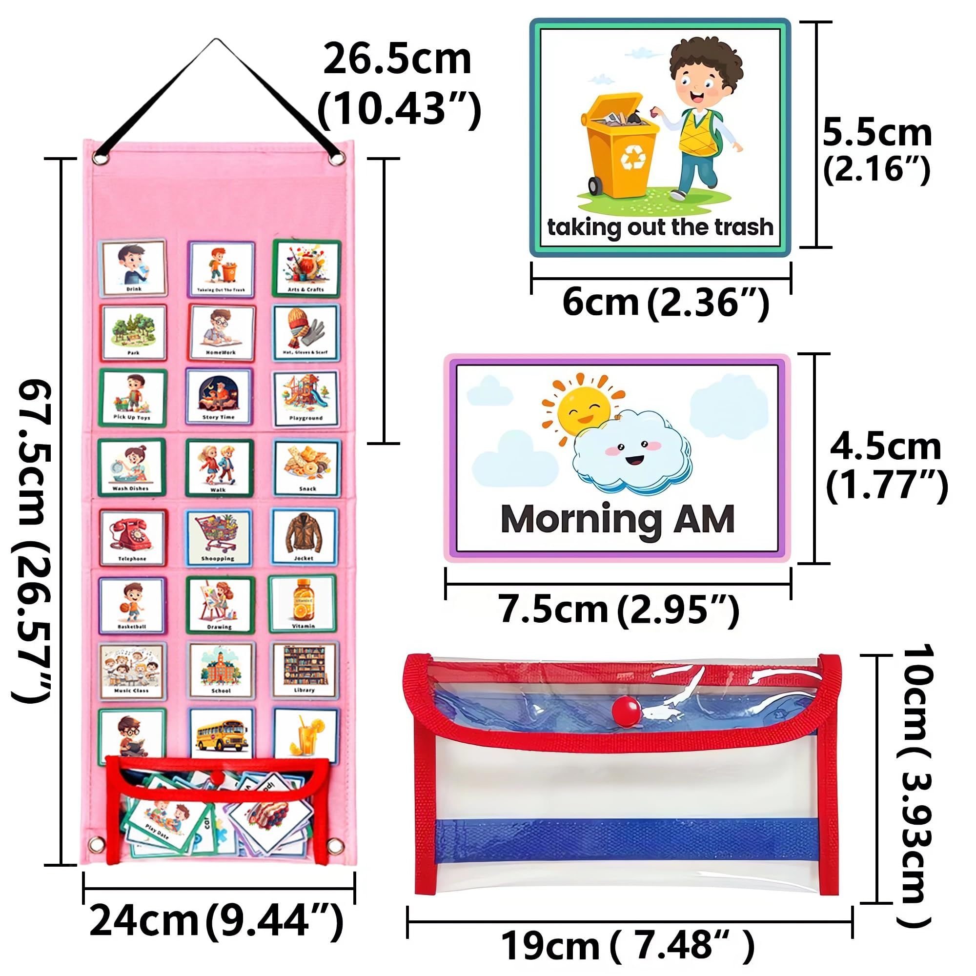 Kids Visual Schedule Calendar Chart, 2 in 1 Autism Learning Materials with 70 Cards Autism Learning Materials Kids Visual โ image 2