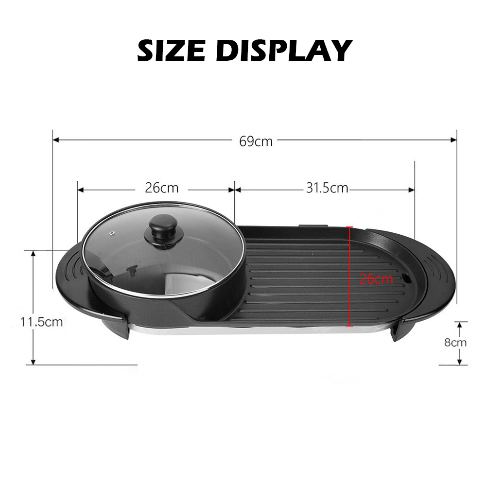 2-IN-1 Electric Hot Pot BBQ Oven Smokeless Non Stick Barbecue Hotpot Grill Pan โ image 2