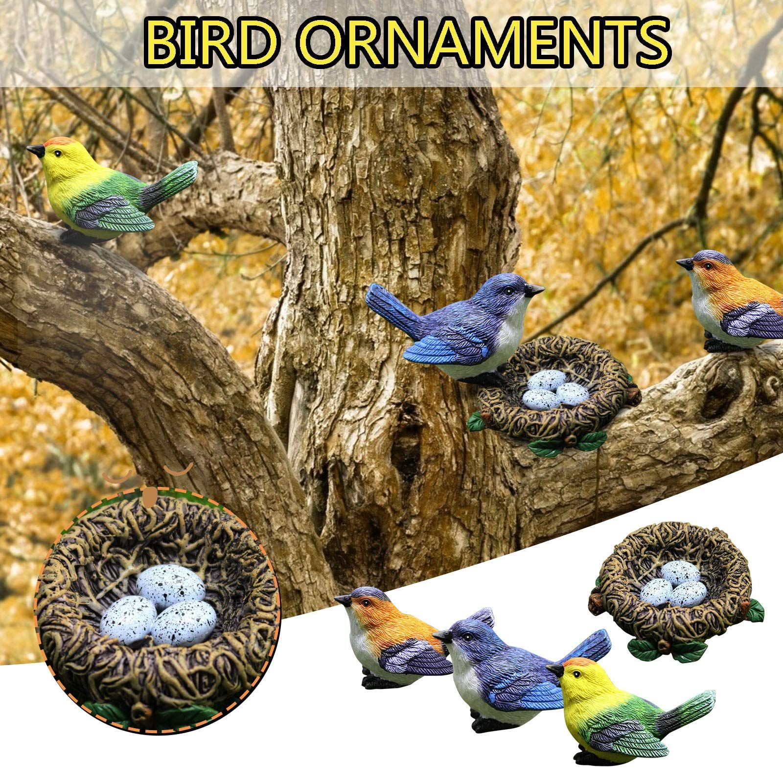 3PC Resin Fake Birds Figurines Home Decor Garden Resin Bird Decorations for The Home Resin Animals Model Ornaments Mini Garden — image 5