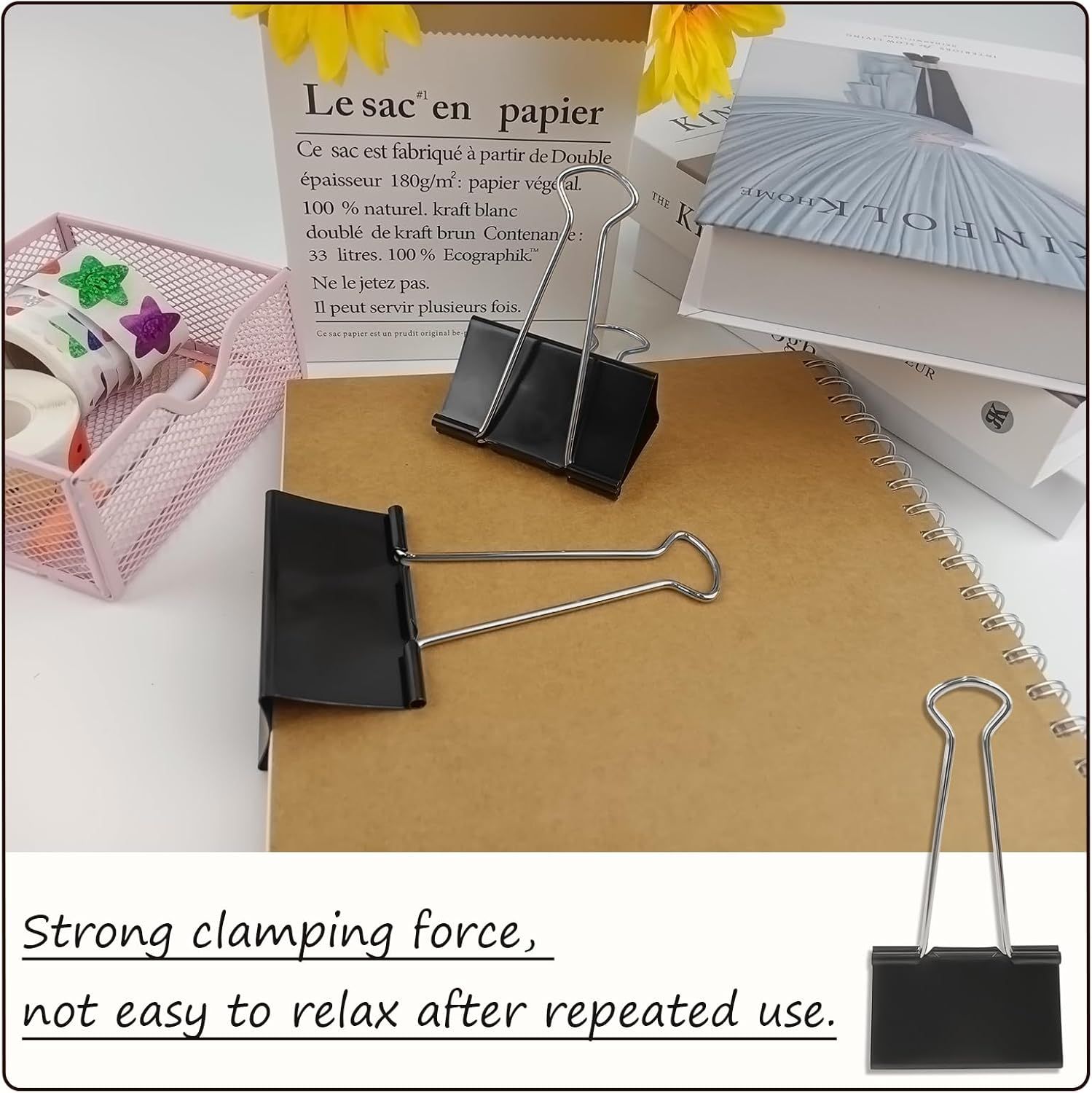 3-Inch Extra-Large Binder Clips - Heavy-Duty Black Paper Clamps, 75mm Width, 8-Count Set for Office Organization โ image 4