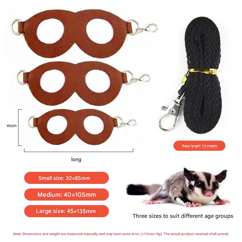 2-Pack dark brown Small Mammal Harness Set – 6 Pcs (S/M/L ×2) + 2 × 1.5m Leashes for Secure Outdoor Handling — image 4