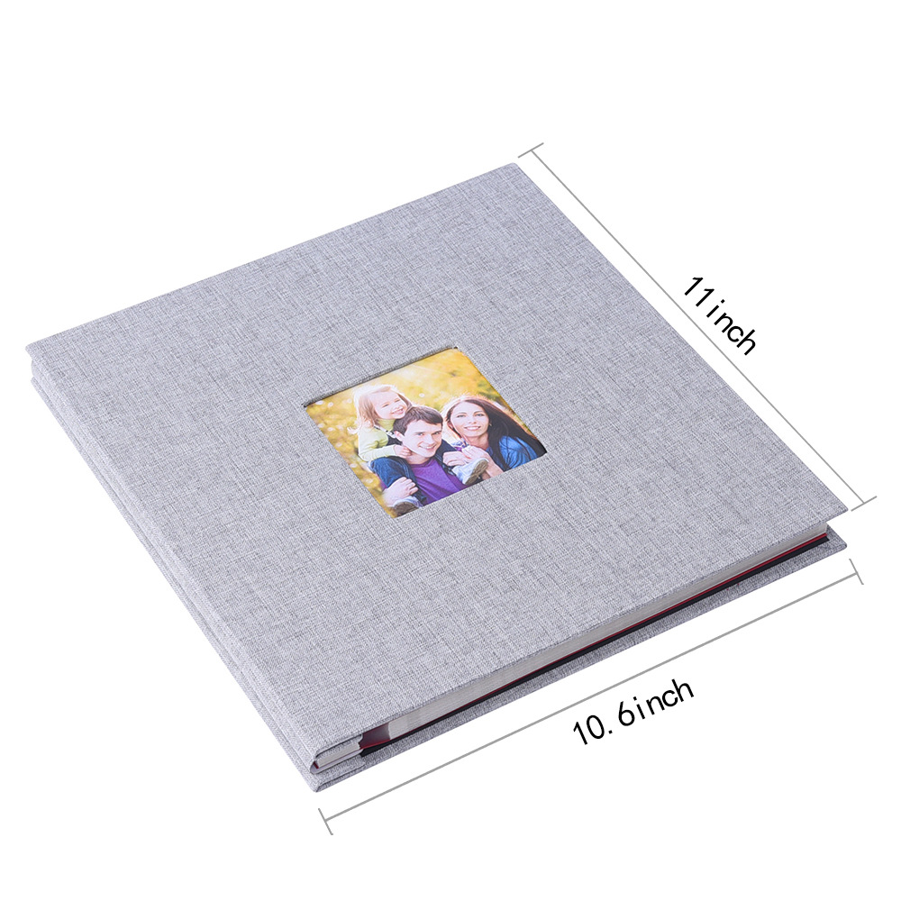 Beige Linen Self-Adhesive Photo Album DIY Scrapbook with Cover Window 11x10.6 Inch for Family Wedding Travel Memories Preservation Australian Home โ image 4