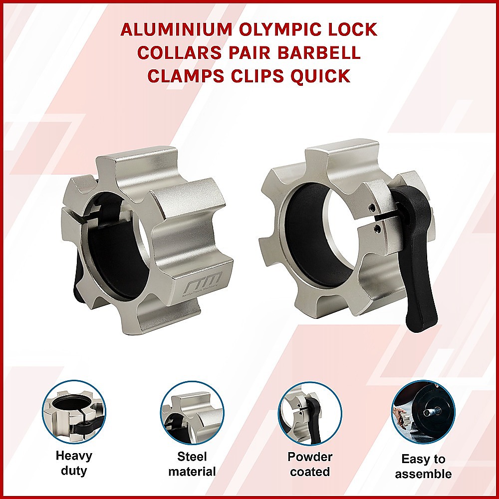Aluminium Olympic Lock Collars Pair Barbell Clamps Clips Quick — image 3