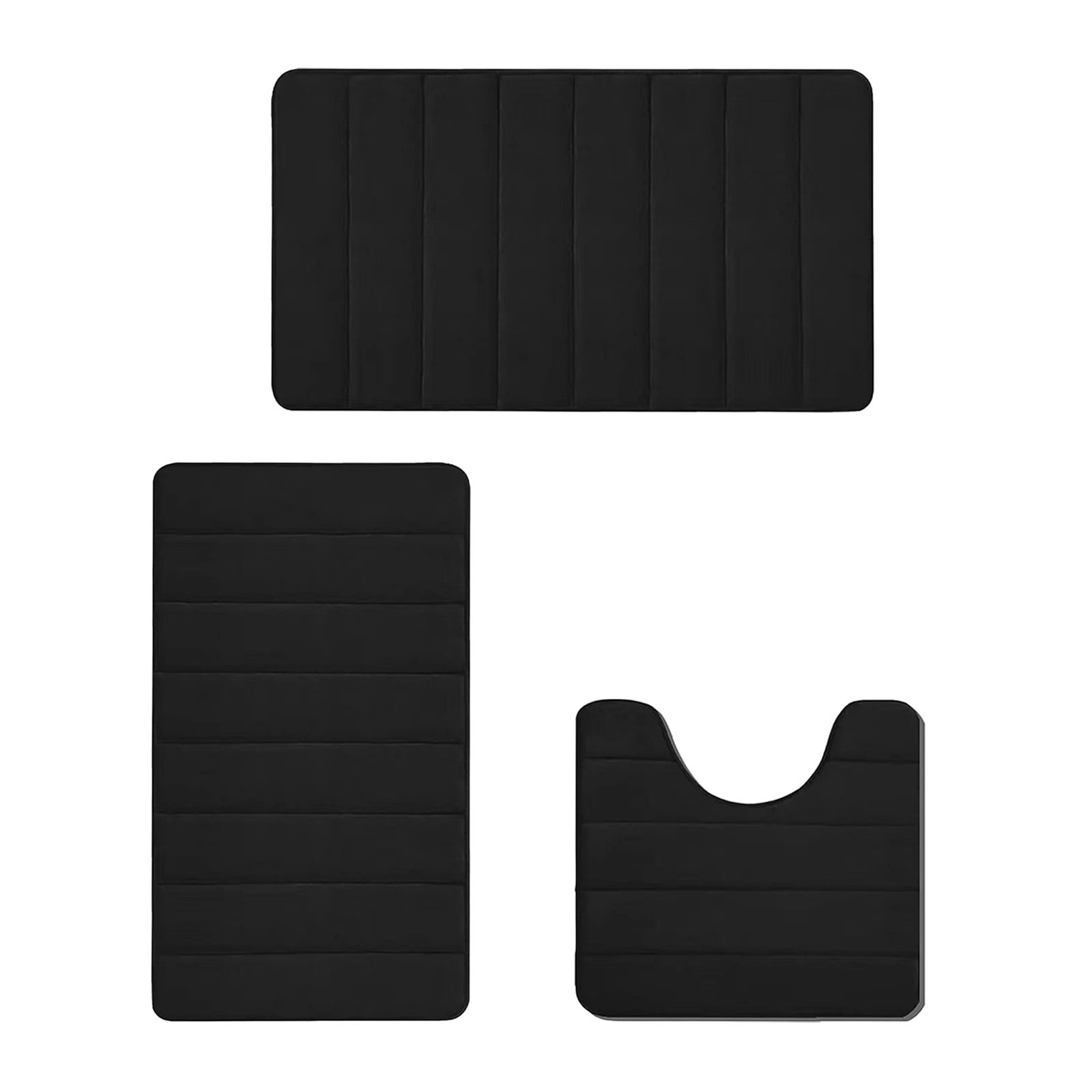 Memory Foam Toilet Rug, Non-Slip Bathroom Rugs, Toilet Rugs U Shaped Washable, Commode Contour Rug, Soft Comfortable Super Water Absorption #3_Black — image 2