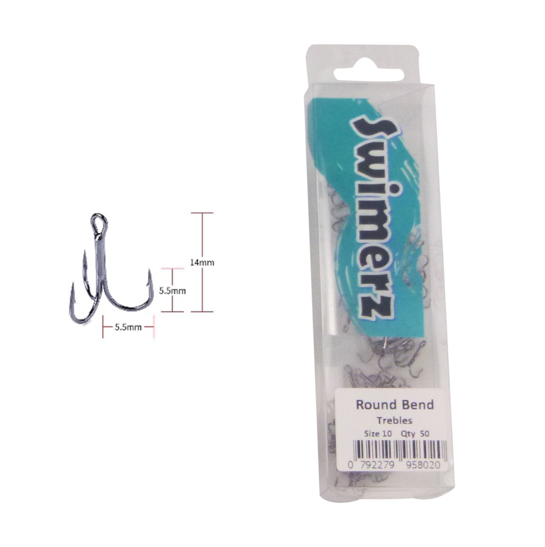 Swimerz Round Bend Trebles Size 10, 50 pack — image 2