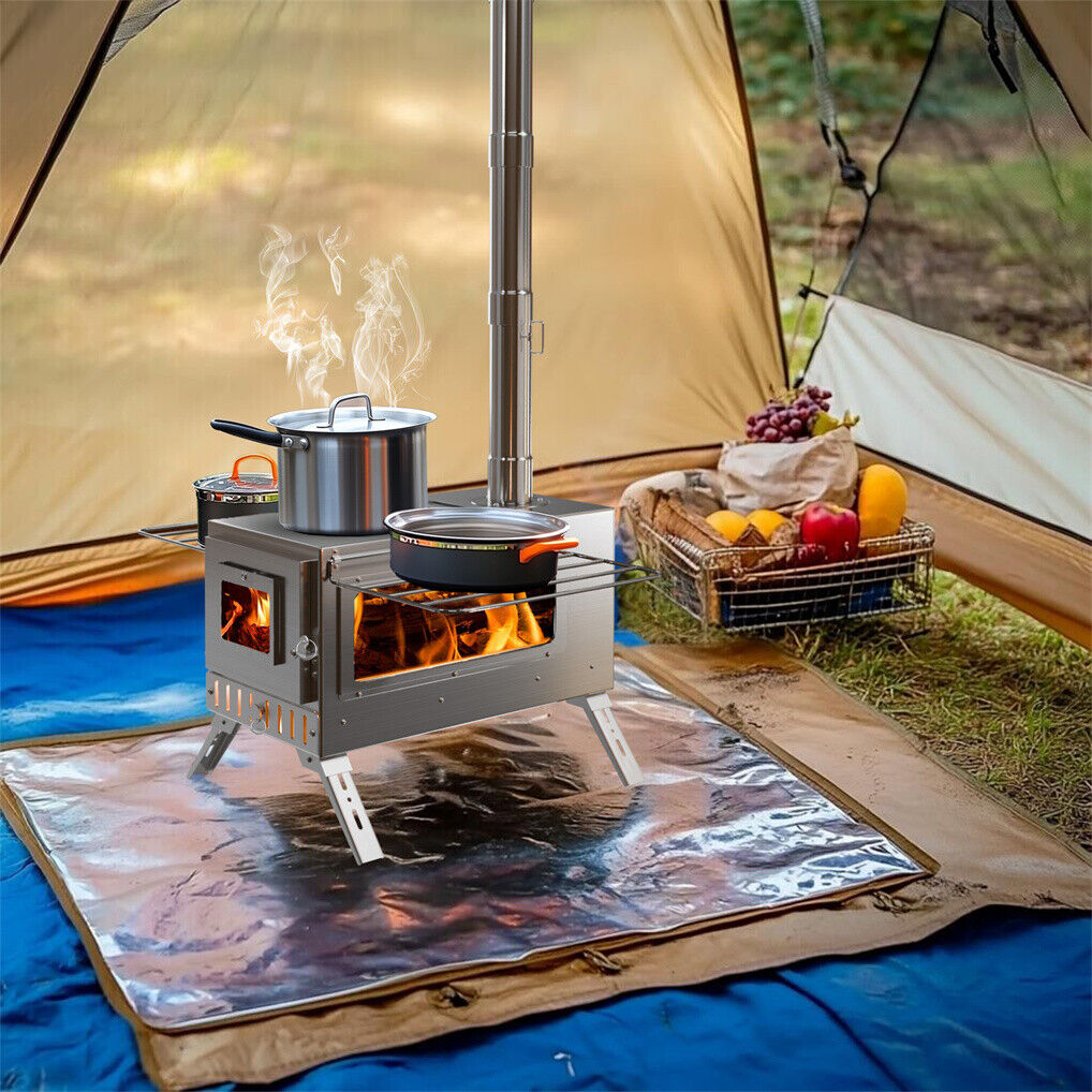 Stainless Steel Wood Burner Stove for Camping w/ Chimney & Bag โ image 3