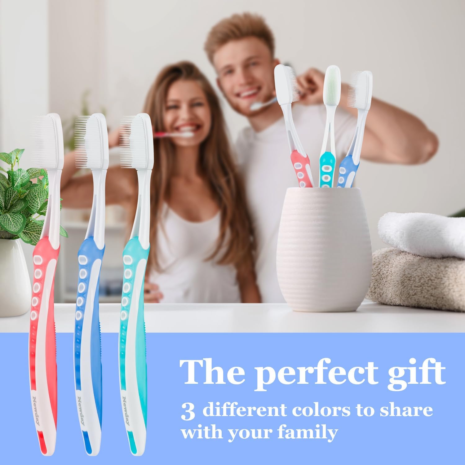 Petluno Nano Toothbrushes Medium Bristle Silicone for Sensitive Teeth and Gums Individually Wrapped Travel Toothbrush Set, Hard Multiple Colors (3 Box) 3 Box — image 6