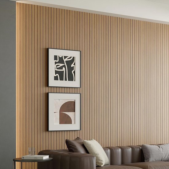 2 Pack Peel and Stick Oak Wood Slat Feature Wall Panels 300x40cm Each | DIY TV Headboard PVC Decor Wall Liner for Interior Wall & Ceiling Makeover（1037B-18） — image 6
