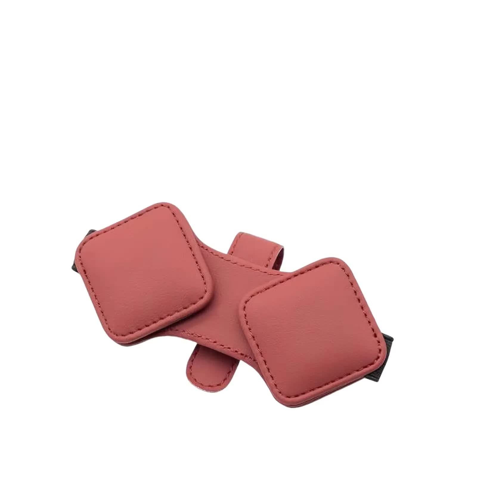 2 Pcs Red Car Sun Visor Glasses Holder Clip with Dual Magnetic Clamps - PU Leather, Anti-Slip, and Multi-Functional Storage
