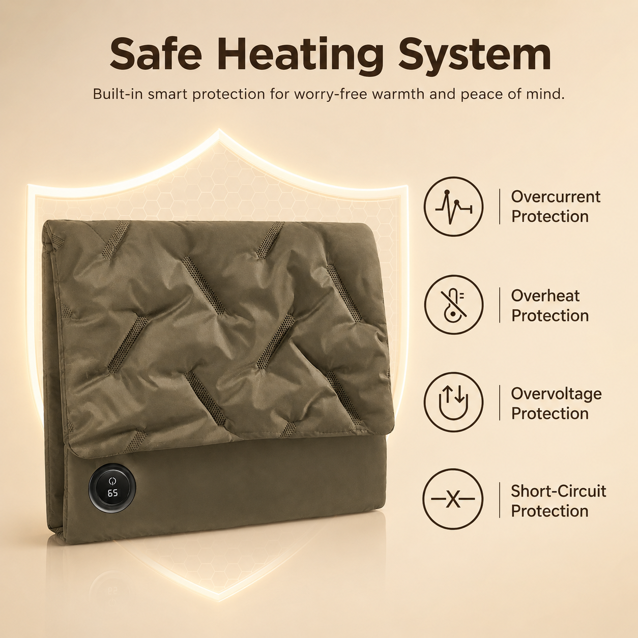 Rechargeable Hand Warmer Muff, USB Electric Heating Pad with Digital Display Temperature Control, 3 Heat Levels Portable Far Infrared Heated Cushion for — image 4