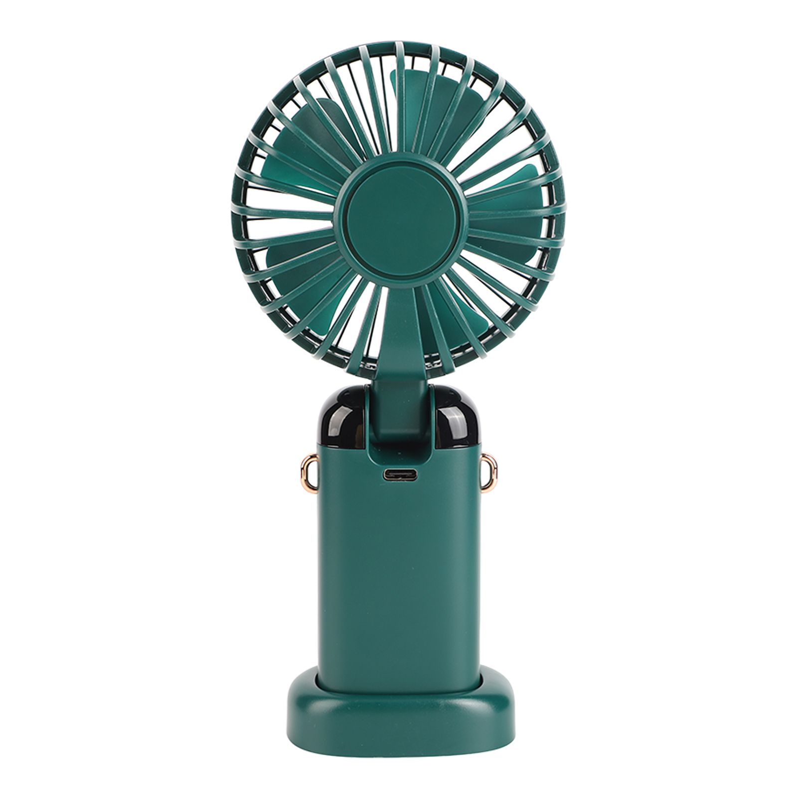 Mini Handheld Fan ABS Portable Digital Display USB Charging Foldable Neck Hanging Fan with Lanyard for Office Outdoor Green — image 5
