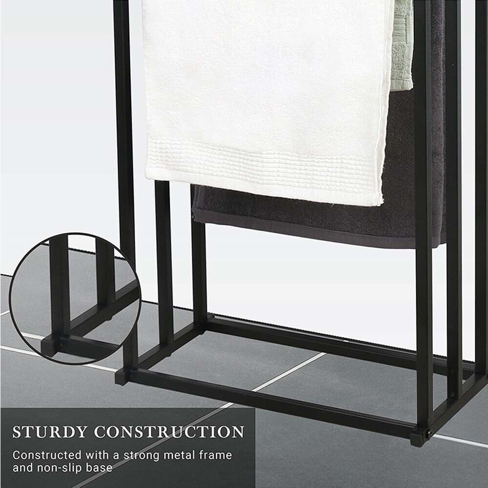 Metal Free Standing Towel Rack 3 Tier Bathroom Rail Shelf Dryer โ image 5