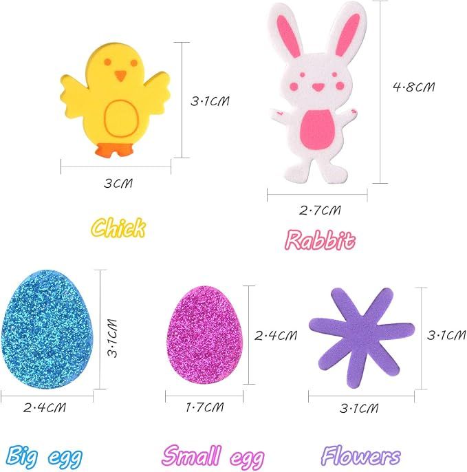 200 Pcs Easter Foam Stickers Animal Shape Self Adhesive Easter Stickers Glitter Egg Stickers for Easter Day Party Crafts Home Decoration โ image 2