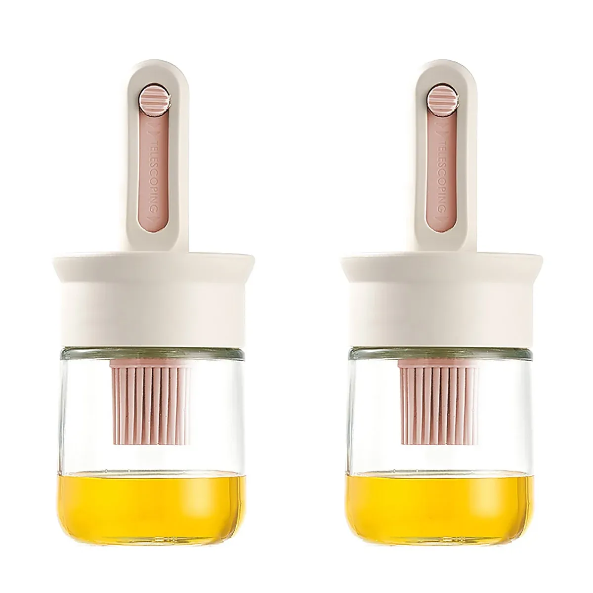 2pcs Glass Oil Bottles with Silicone Brush for Kitchen Cooking Oil Dispenser Set — image 2