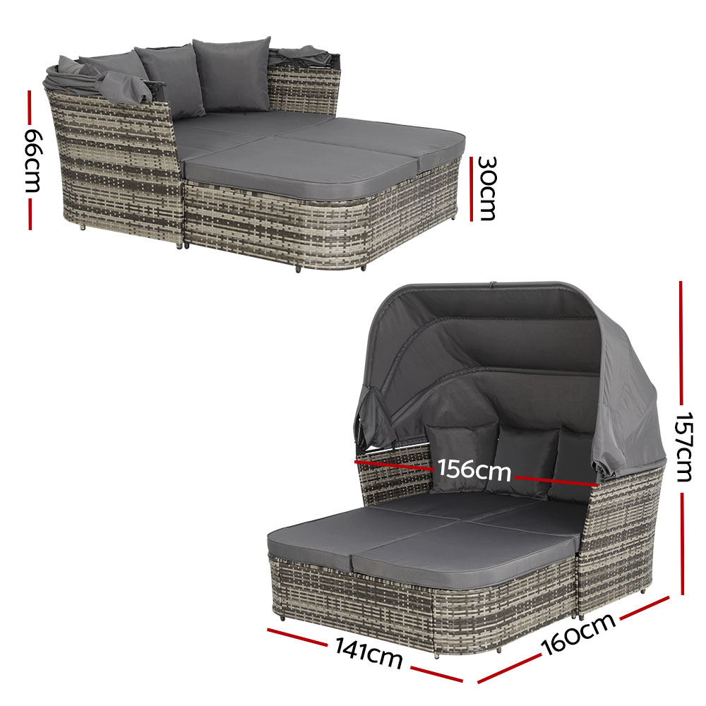 Gardeon Outdoor Sun Lounge Setting Patio Furniture Wicker Sofa Garden Day Bed — image 2