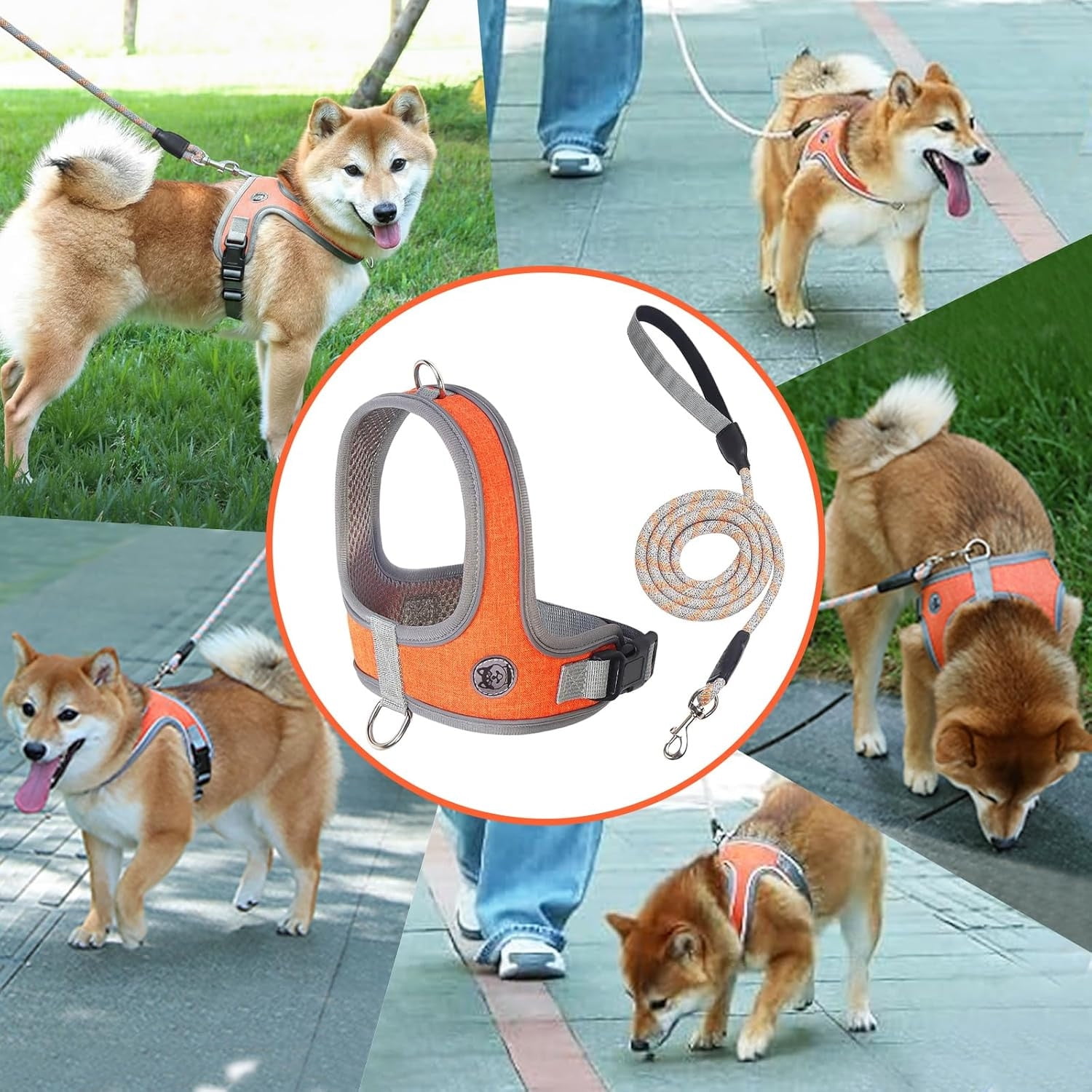 Dog Harness and Leash, No Pull Saddle Style Pet Harness, Breathable Mesh Adjustable Reflective Dog Vest, Dog Leash, for Dogs and Cat Medium Small Harness — image 5