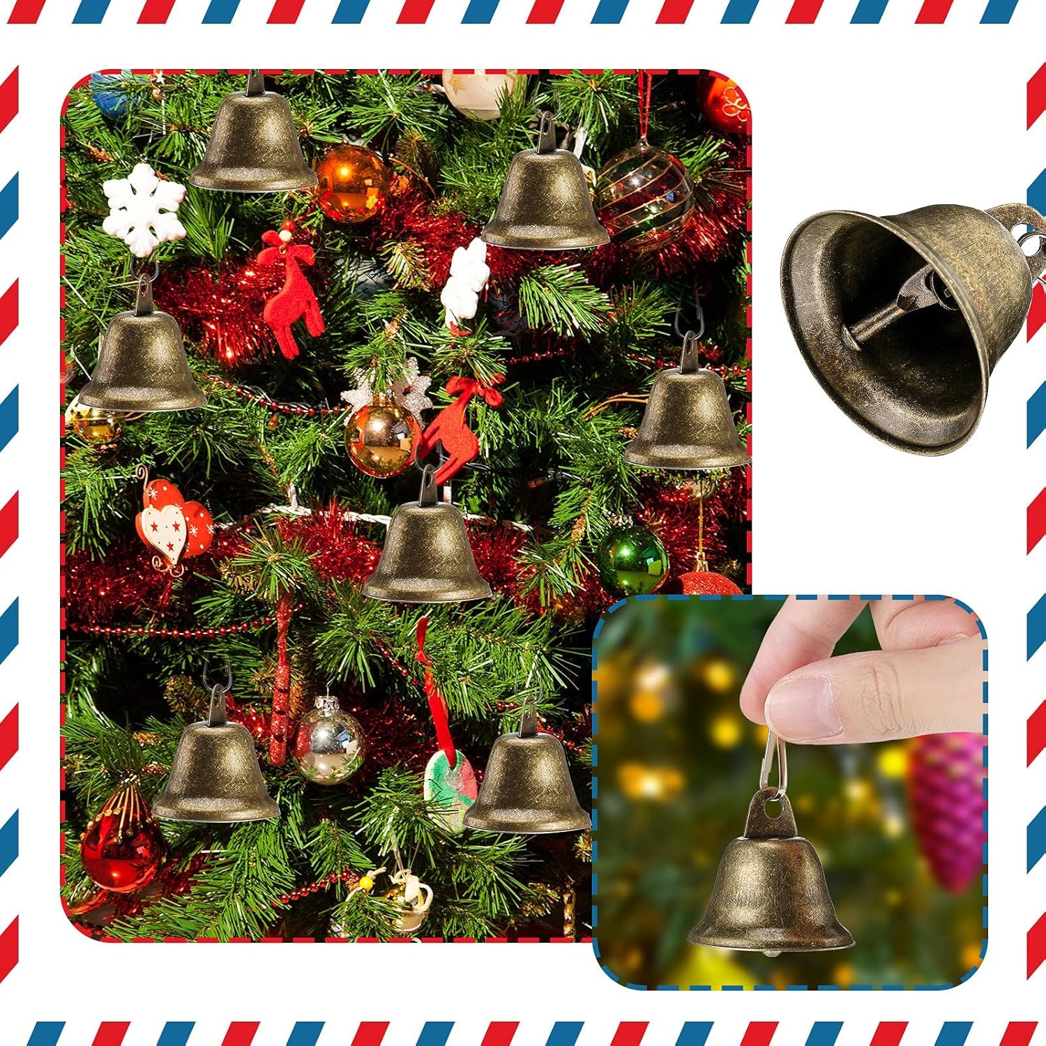 30 Pieces Craft Bells Small Brass Bells for Crafts Vintage Bells with Spring Hooks for Hanging Wind Chimes Making Dog Training Doorbell Christmas Tree Wedding — image 4