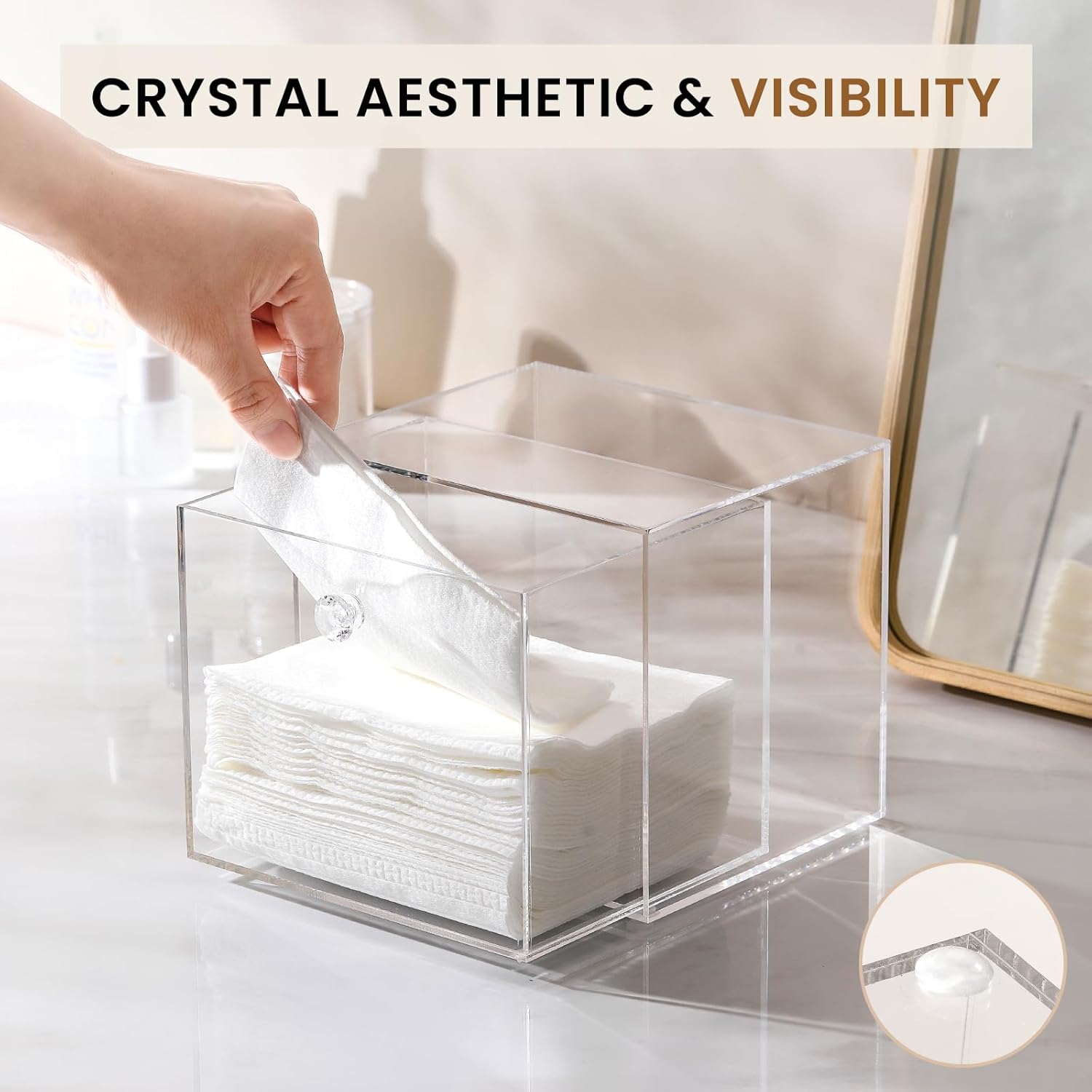 Disposable Face Towel Container Box Compatible with Clean Skin Club Clean Towel XL, AcrylicTowel Storage Bin with Drawer, Makeup Organizer stackable holder โ image 4