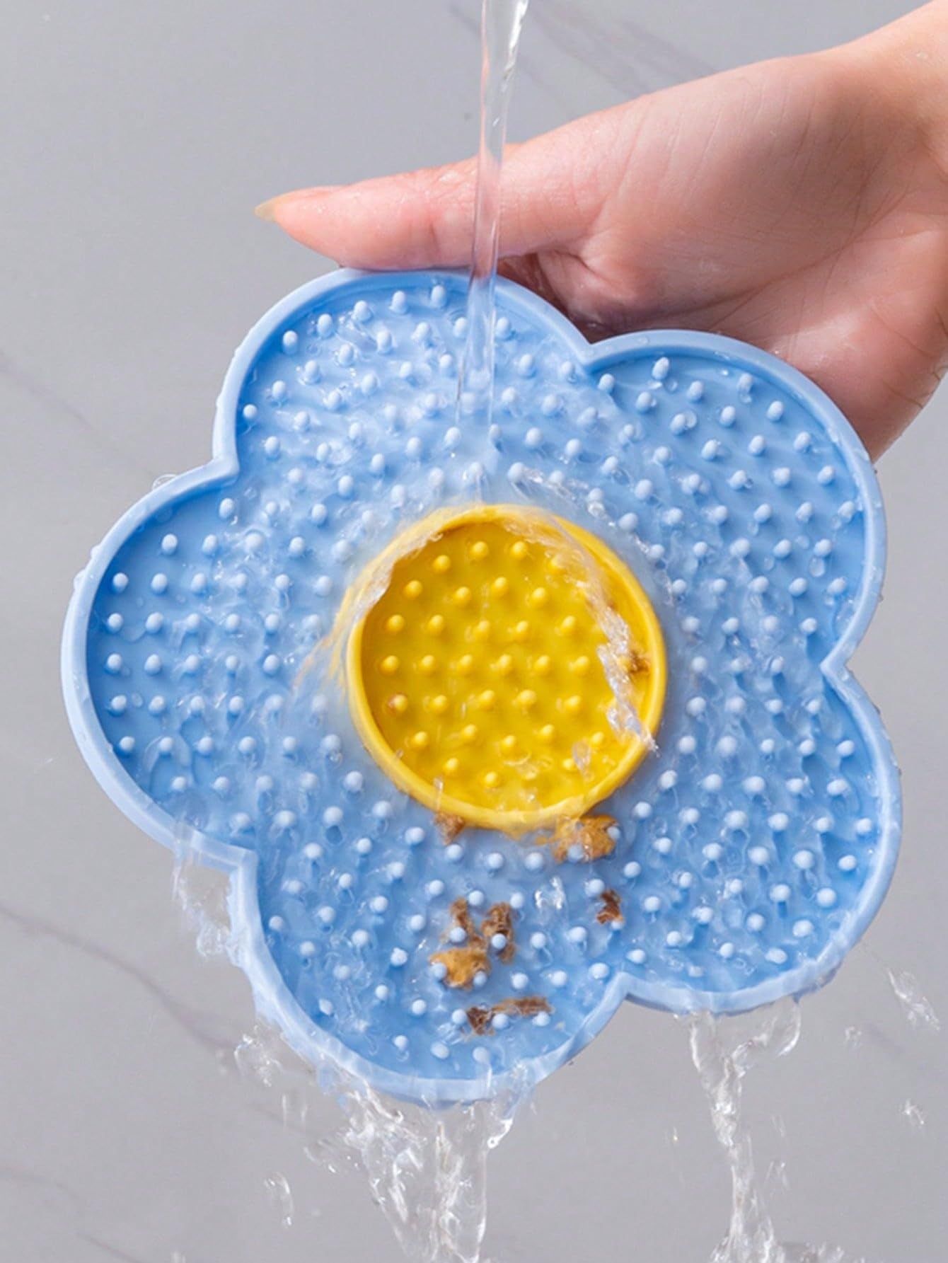Lick Mat for Dogs Cats Flower Shaped Pet Slow Feeder Dog Cat Puppy Bowl Lick Pad for Dog Fun Alternative Blue one-Size — image 3