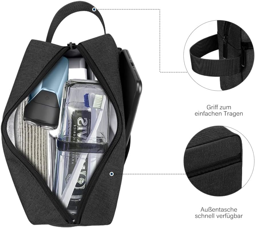 Waterproof Toiletry Bag for Men - Travel Shaving & Cosmetic Organizer with Handle, Portable Gym Shower Bathroom Essentials Bag, Durable Water-Resistant — image 2