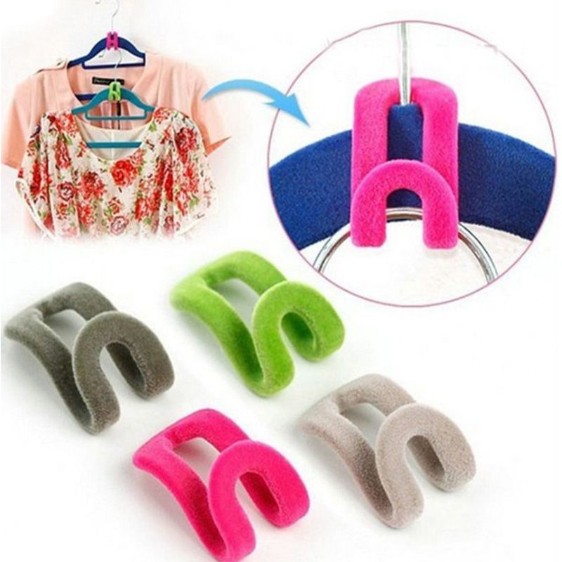 40Pcs Clothes Hanger Connector Velvet Hooks, Mini Flocking Clothes Rack Hanger Hooks Holders, Anti-Slip Space Save (Random Color) — image 3