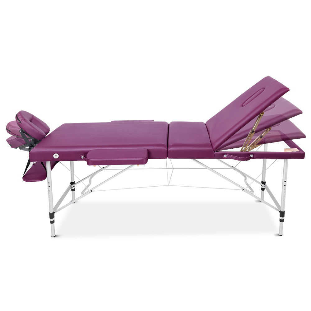 Zenses Massage Table 75cm Portable 3 Fold Aluminium Beauty Bed Violet โ image 3