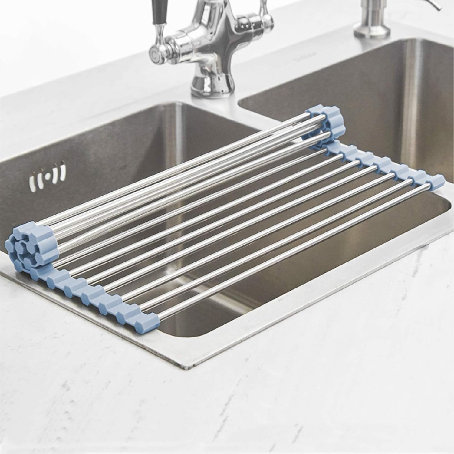 Over The Sink Dish Drying Rack, Roll Up Dish Drying Rack Kitchen Dish Rack + Silicone Soda Can Cover Lids, Reusable Soda Can Lids Beer Can — image 5