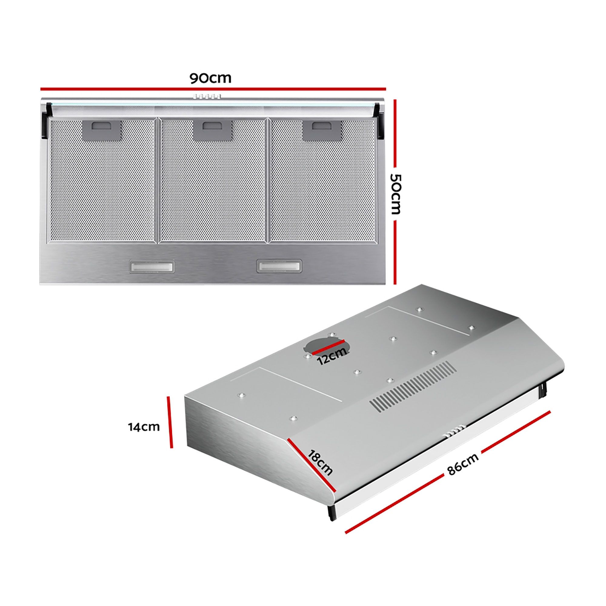 Devanti 900mm Range Hood 90cm Rangehood Stainless Steel โ image 2
