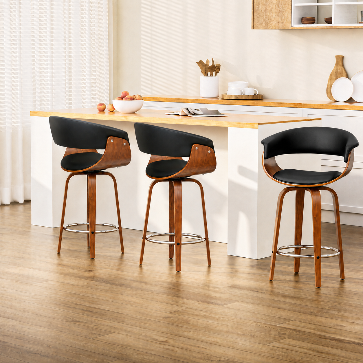 Artiss Bar Stools Set of 3 Kitchen Wooden Bar Stool Dining Chair 65cm — image 3