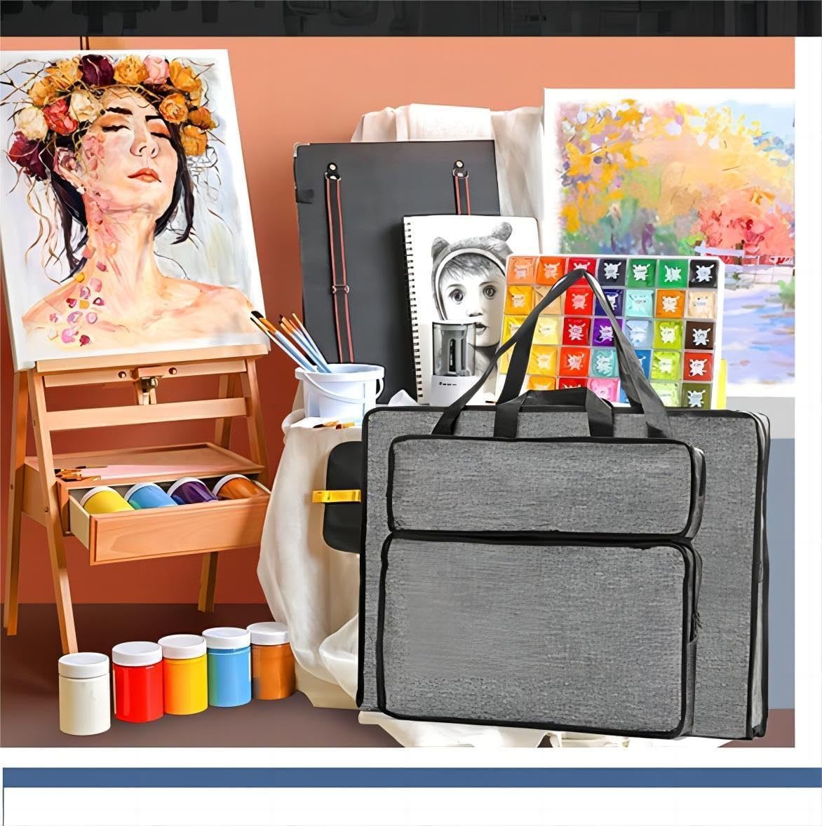 Waterproof Nylon Bags 20 × 14 Art Case with Backpack & Tote Bag Padded Triple with Shoulder Strap Durable for Artwork — image 4