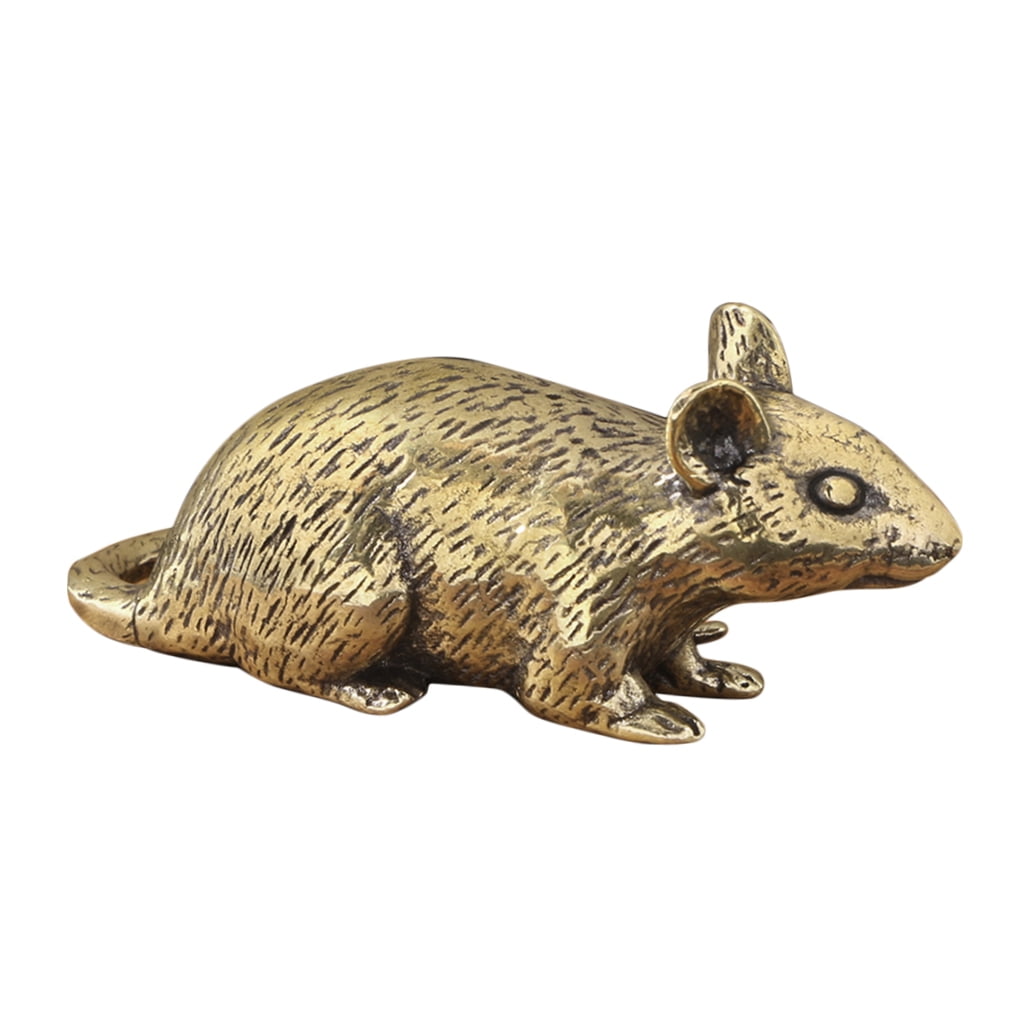 Brass Lucky Rat Figurine Traditional Feng Shui Sculpture for Home Decor and Office Display — image 6