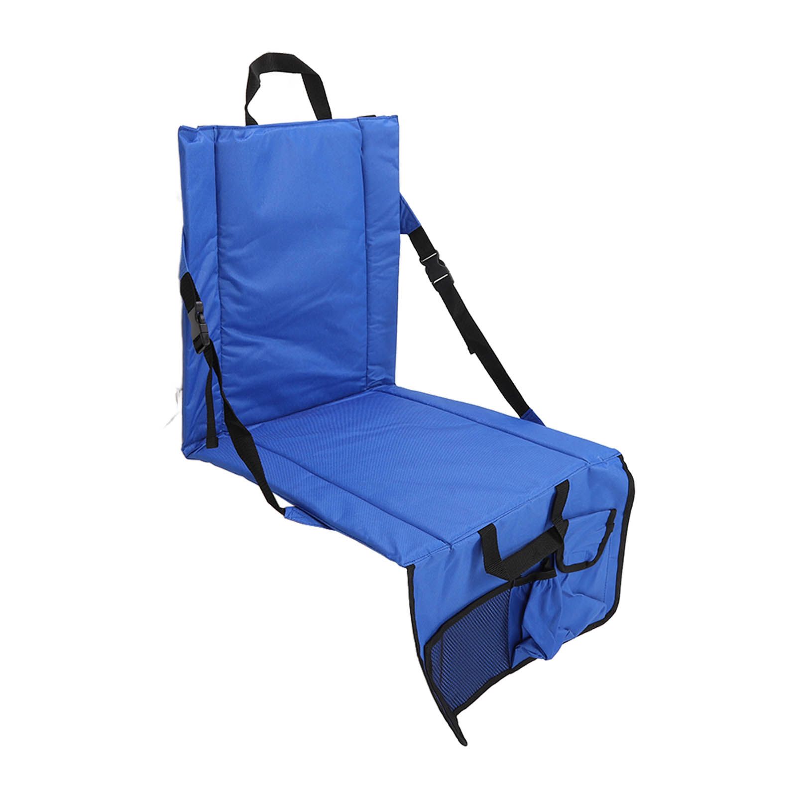 Folding Stadium Chair Adjustable Angle 600D Oxford Cloth Portable Bleacher Cushions with Pocket for Sandbeach Picnic BBQ Blue — image 3