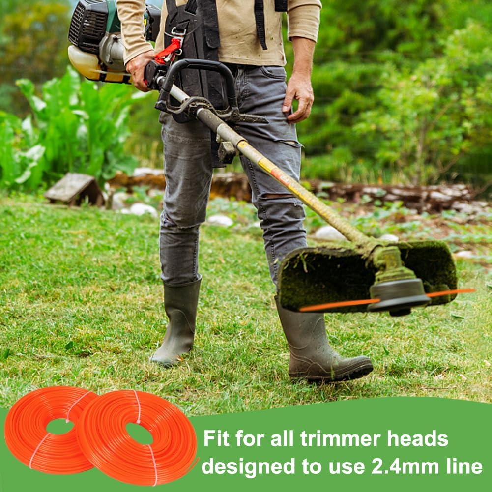 String Trimmer Line 0.095-Inch, 328 Feet 2.4mm Round Nylon Weed Eater String for Grass, Weeds and Brush, Universal Fit for Gas and Electric Trimmers (Orange — image 5
