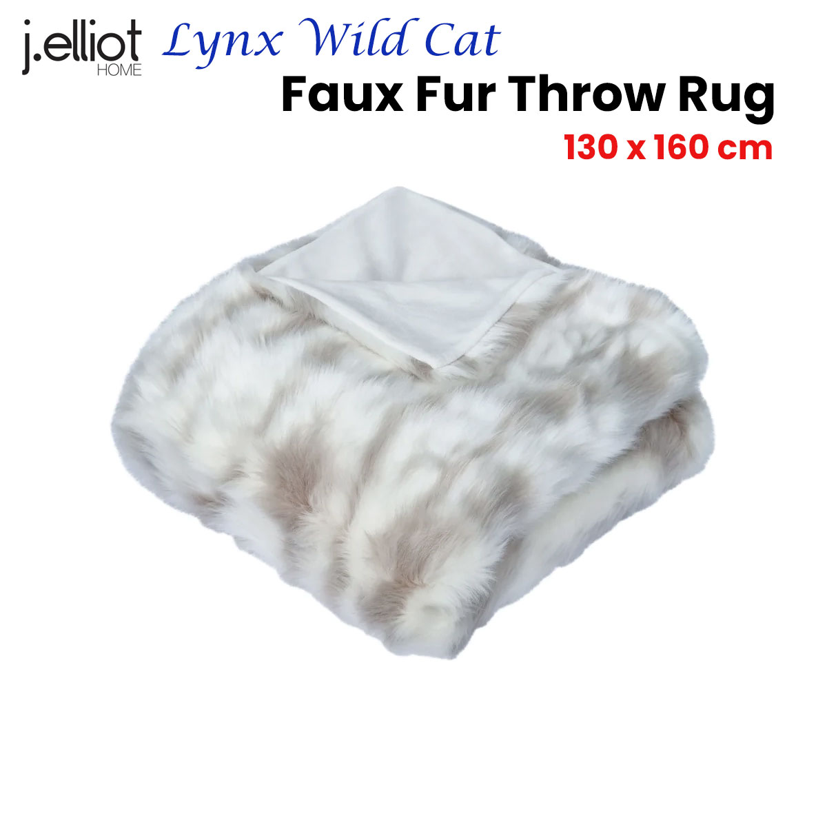 J Elliot Home Lynx Wild Cat Faux Fur Throw Rug 130 x 160cm โ image 2